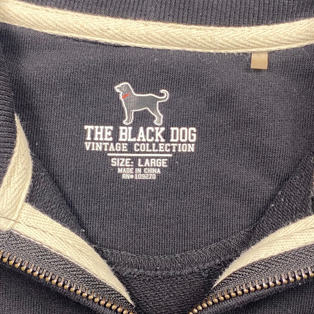 The Black Dog Vintage Collection 1/4 Zip Pullover Sweatshirt Mens Large Black - Picture 2 of 11